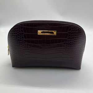 Bolsa de cosméticos personalizada Croc Pu marrón bolsa con cremallera de carcasa dura bolsa de maquillaje de viaje grande bolsa de tocador de cuero clásico - Product Image 6