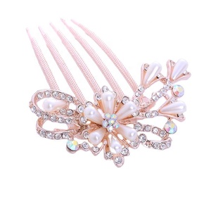 Pince à cheveux en strass avec perles pour <span class=keywords><strong>mariée</strong></span>, épingle à cheveux, accessoires capillaires, de mariage, peigne pour <span class=keywords><strong>chignon</strong></span> - Product Image 1