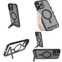 Casing Magnetik Transparan dengan Penyangga untuk iPhone 16 Pro Max 17 Air 15 14 13 12 11 Plus, Casing Anti Benturan Dropshipping