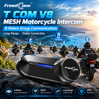 Intercom MESH FreedConn T-COM V8 à appairage rapide, communication de groupe 8 voies, conversation simultanée, casque de moto avec radio FM