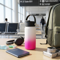 Bouteille d'eau isotherme en acier inoxydable écologique de 350 ml avec couvercle à clapet et poignée portable, idéale comme cadeau d'entreprise