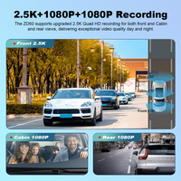 2.5K 3 lentilles Dash Cam pour caméra de voiture avant et arrière WIFI voiture DVR Dashcam Auto Vision nocturne moniteur de stationnement boîte noire ZD60A + 64G