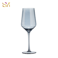 Lot de verres à vin en cristal fumé gris, gobelets colorés sur pied pour mariage, hôtel, banquet, décoration de table