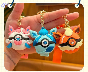 QY Rubber pocket monster Ball <b>Key</b> Chain Anime <b>Key</b> <b>Ring</b> Collectible Bag Charm <b>Car</b> Hanging Ornament - Product Image 6
