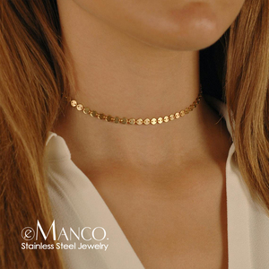 Collana Girocollo a Catena Placcata in Oro EManco Accessori di Stile di Moda Semplici in <span class=keywords><strong>Acciaio</strong></span> al Titanio 316L Catena per Clavicola - Product Image 4