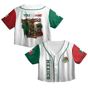 Custom 3D Print Women Crop Top Sport Jersey Shirt Mexican Streetwear Mexico <b>Soccer</b> Baseball Jersey Customized Logo - Product Image 3
