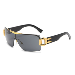 Lunettes de soleil futuristes Y2K sans monture, verres PC dorés UV400, unisexe, mode outdoor - Product Image 5