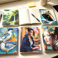 Carnet A4 personnalisé à couverture rigide thermocollée en cuir 210*290mm 180 feuilles Carton blanc 350g Gaufrage UV Lamination mate 6 motifs