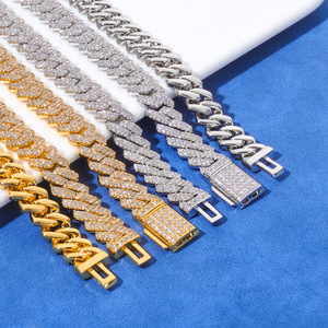 Luxury Hip Hop Bling Moissanite Bezel Setting Cuban Chain 18K Gold Plated 925 Sterling <b>Silver</b> Custom Iced <b>Necklace</b> VVS1 Tester - Product Image 4