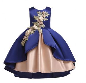 D0038 Robe de fête d'anniversaire pour fille de 8 ans, dernière collection de vêtements pour enfants de Guangzhou, motif floral - Product Image 3