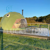 Luxe Toit Pvc Eco Préfabriqué Transparent Dôme Géodésique 12M Hôtel Glamping Tente Maison Désert Maison Ronde