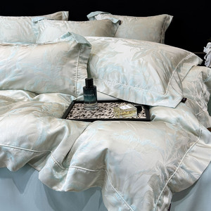 Ensemble <span class=keywords><strong>de</strong></span> literie en <span class=keywords><strong>coton</strong></span> à longues fibres jacquard <span class=keywords><strong>haut</strong></span> <span class=keywords><strong>de</strong></span> <span class=keywords><strong>gamme</strong></span>, comprenant des draps, des taies d'oreiller et des housses <span class=keywords><strong>de</strong></span> <span class=keywords><strong>couette</strong></span> - Product Image 4
