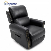 Sillón Reclinable Eléctrico Moderno con Masaje y Calefacción, Control Remoto, Tapicería de Cuero, Ahorro de Espacio para Personas Mayores, Sala de Estar, Apartamento