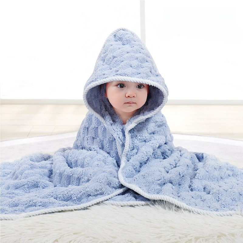 Super Absorbent Thick Coral Fleece Plaid Baby Bathrobe Quick-Dry Cute Animal Hooded Towel Soft Warm Kids for Boys Girls Home Use