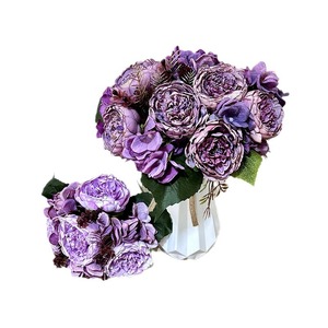Queyiyi Flowers – Bouquet de pivoines artificielles en soie de style anglais pour décoration de mariage et toile de fond de lieu événementiel - Product Image 5