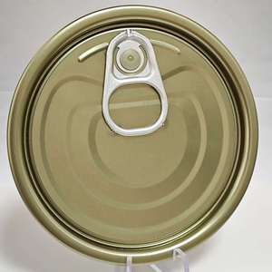 300 #   Couvercle <span class=keywords><strong>de</strong></span> boîte en fer blanc chromé <span class=keywords><strong>de</strong></span> 72,9 mm avec anneau <span class=keywords><strong>de</strong></span> traction argenté en aluminium et revêtement jaune - Product Image 3