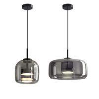 Luminaire suspendu moderne de luxe en verre noir et fer Petit lustre à LED 3500K blanc chaud Garantie de 2 ans Décoration intérieure Chambre à coucher Hôtel