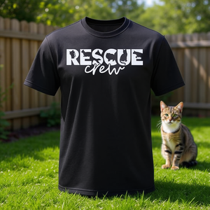 T-shirt Rescue Crew Cat Lover nera unisex per adulti, taglia media, girocollo, manica corta, promozionale - Product Image 2
