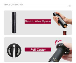 Hot Selling Black <b>Electric</b> <b>Wine</b> <b>Opener</b> Set Customizable Logo Durable Metal Plastic Foil Cutter Tool Home Party Use Rechargeable - Product Image 4