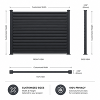 Panneaux de clôture modernes en aluminium noir à lames orientables, résistants à la rouille, pour jardin et mur de séparation extérieur