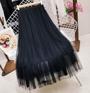 Ecowalson Y2k Mode im koreanischen Stil Harajuku Langer Rock Herbst Frühling eine Linie <span class=keywords><strong>Dummer</strong></span> Vintage Schwarz Rosa Midi Maxirock mit hoher Taille - Product Image 2