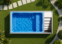 Piscine en conteneur FRP avec panneaux muraux ondulés - Piscine extérieure intégrée en fibre de verre pour usage domestique et commercial