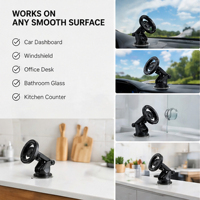 Support de téléphone universel magnétique pour grille d'aération de voiture avec ventouse télescopique