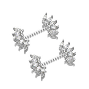 Set di 5 Paia di Anelli per Capezzoli in Acciaio Chirurgico 316L con Zirconi Trasparenti, <span class=keywords><strong>Gioielli</strong></span> per <span class=keywords><strong>Piercing</strong></span> ai Capezzoli da Donna, 14G, Regalo di <span class=keywords><strong>Gioielli</strong></span> per Capezzoli in Oro - Product Image 2