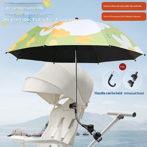 Poussette pour bébé, pare-soleil en vinyle noir pour enfants, poussette d'extérieur, protection UV, logo personnalisable, 8 baleines, poignée en acier - Product Image 1