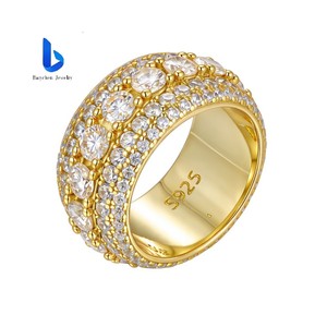 Wholesale VVS Moissanite 5 Row Prong Set <strong>Sterling</strong> <strong>Silver</strong> 18K Gold Plated Luxury Eternity Band <strong>Ring</strong> for <strong>Men</strong> - Product Image 2