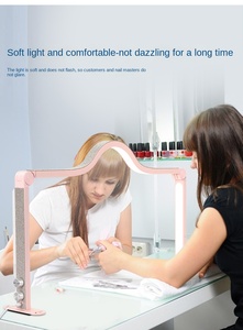 Lampu meja Salon kuku LED profesional, dengan penjepit telepon kecerahan dapat diatur lengan ganda desain kristal untuk penggunaan Salon kecantikan - Product Image 3