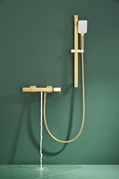 Robinet de baignoire chaude et froide à corps en cuivre gris Gun Gold Baignoire de douche réglable à suspension murale latérale Douche noire