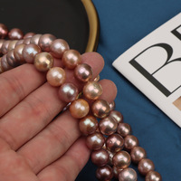 Brin de perles Edison rondes d'eau douce naturelle rose violet 10-11mm