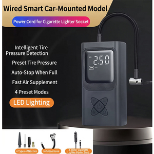 Compresseur d'<span class=keywords><strong>air</strong></span> électrique portable mini 12V avec lumière d'urgence, manomètre numérique, gonfleur de pneus en plastique pour voitures et vélos - Product Image 5