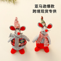 Vente en gros de mini-souris en peluche de Noël, figurine mignonne de Noël, ornement de table, décoration de fête pour la maison