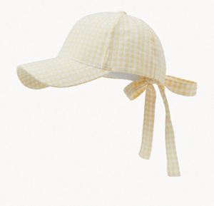 Gorra de Béisbol a Cuadros Estilo Coreano Japonés, Linda, con Lazo y Correa, para Mujer, Casual, Deportiva, Primavera-Verano - Product Image 1