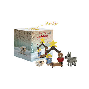 Set Decorativo Natalizio con Presepe in Mattoncini, Figure e Animali per Esposizione Festiva - Product Image 1