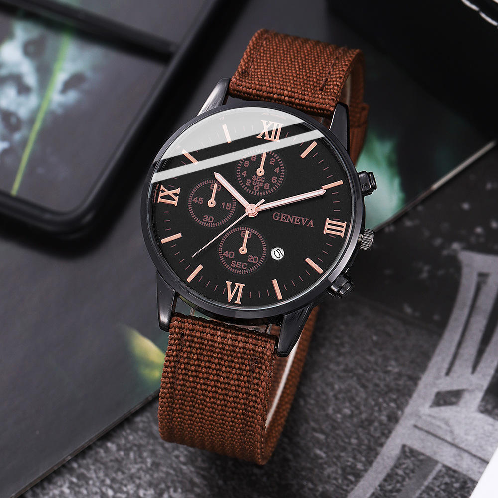 Cinturino in tela marrone guscio nero