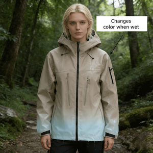 Chaqueta Impermeable y Cortavientos Unisex con Revestimiento Rígido, Transpirable, con Cambio de Color, para Exteriores, con Cuello Alto y Cierre de Cremallera, 100% Impermeable - Product Image 4