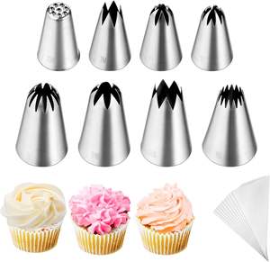 Novax – Kit de 12 douilles à pâtisserie écologiques en acier inoxydable 304, 29 formes, sans soudure, pour glaçage, personnalisable, vente en gros - Product Image 1