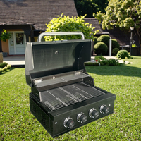 Barbecue à gaz de 27,5 pouces, barbecue à gaz et charbon de bois à double usage, îlot barbecue avec barbecue à gaz intégré, fonctionne au propane ou au gaz naturel
