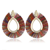 Boucles d'oreilles franges en soie doré bambou, bijoux Vintage, rétro, pampilles, accessoire de fête, offre spéciale, nouvelle collection 2021
