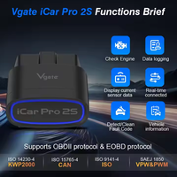Herramienta de Diagnóstico para Automóviles Vgate ICar Pro 2S BT 5.2 OBD2 para IOS / Android y Windows