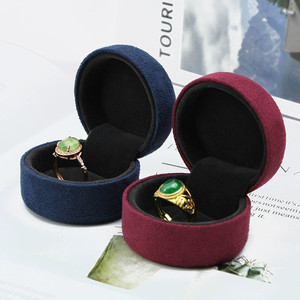 Round <b>ring</b> <b>box</b>, velvet <b>ring</b> gift <b>box</b>, engagement <b>ring</b> <b>box</b>, wedding <b>ring</b> <b>box</b>, suede jewelry <b>ring</b> case, tiny <b>ring</b> storage <b>box</b> - Product Image 4