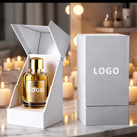 Botellas de Perfume de Vidrio Transparente Doradas Personalizadas, Tapa de Cuero, 30ml 50ml 100ml, Botella de Perfume de Lujo con Caja