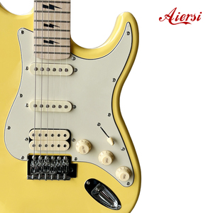 Gitar Listrik Custom Grosir Warna Kuning 6 Senar Kayu Solid dan Fretboard Maple OEM ODM Harga Murah Alat Musik - Product Image 4
