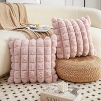 Décoration de maison rose fausse fourrure confortable doux Plaid décoratif jeter oreiller couvre velours taie d'oreiller housse de coussin pour canapé canapé literie