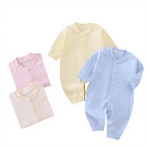 Barboteuse d'été 100 % coton en jean à motif léopard, sans coutures, avec fermeture boutonnée pour nouveau-nés garçons et filles de 0 à 18 mois, vêtements de ramper pour bébés - Product Image 3