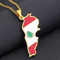 Colliers en émail en acier inoxydable, plaqué or 18K, pendentif en forme de carte du drapeau National du pakistan