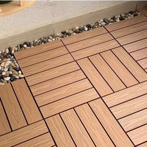 Modern DIY Click Interlocking WPC <strong>Decking</strong> <strong>Tiles</strong> Waterproof Square <strong>Plastic</strong> Wood for Outdoor Balcony Garden Floor Wood Grain - Product Image 1